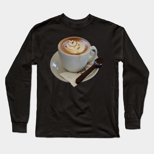 Americano Coffee with Tulip Design And Chocolate Spoon Long Sleeve T-Shirt by taiche